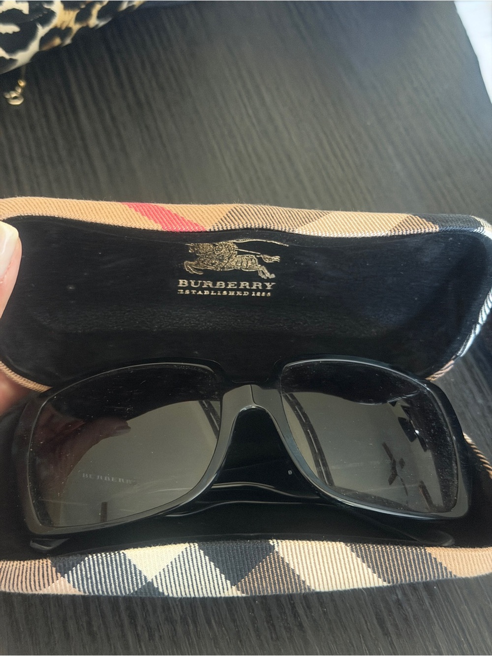 Burberry Black Sunglasses with Signature Check Case